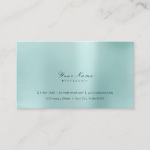 Tarjeta De Visita Acero Mínimo Pearly Aqua Delicate Script Vip