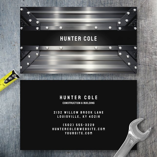Tarjeta De Visita Acero Riveteado Industrial (Subido por el creador)