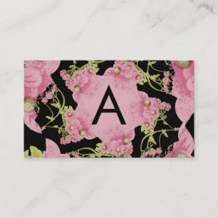 Tarjeta De Visita Achillea Monograma rosa y negro
