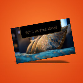 Tarjeta De Visita Acogedor Hostel Brown Foto Azul Rústico Estilo Ant