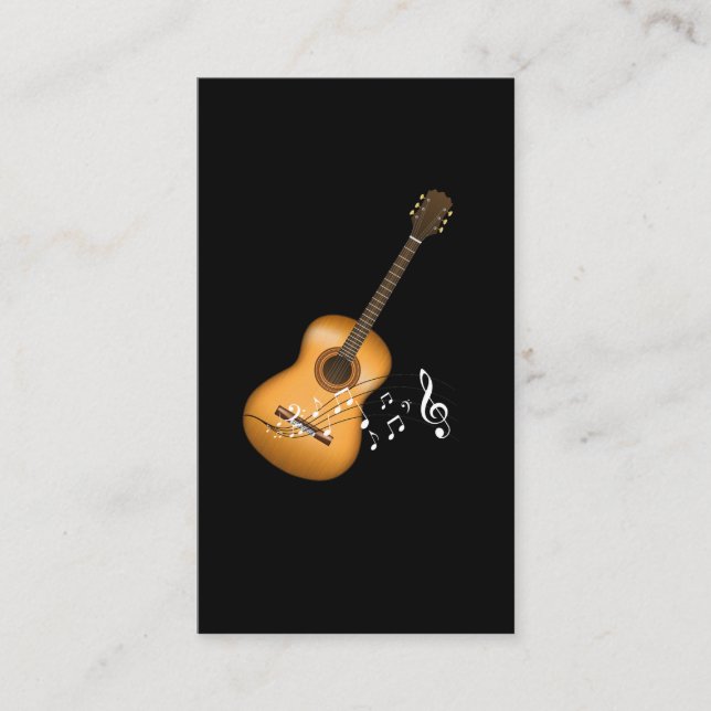 Tarjeta De Visita Acoustic Guitar Player Musical Notes Músico de Art (Anverso)