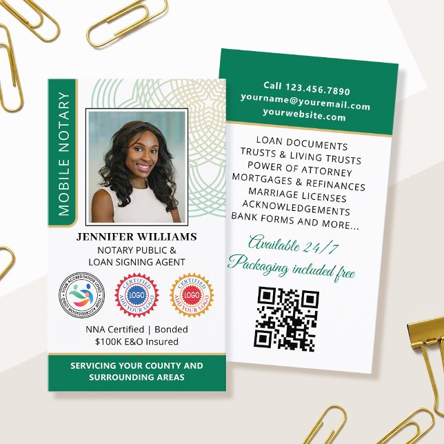 Tarjeta De Visita Acreditación Notario Foto Pública Código QR Verde (Subido por el creador)