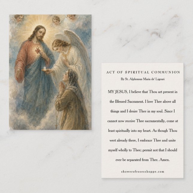 Tarjeta De Visita Acto de Comunión Espiritual Católico (Anverso / Reverso)