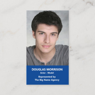 Tarjeta De Visita Actor Actor Modelo Vertical Foto Azul