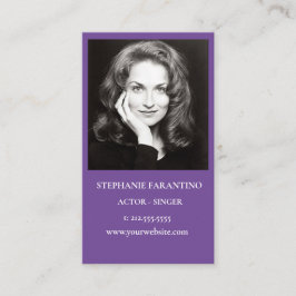 Tarjeta De Visita Actor Black & White Headshot Vertical Purple