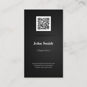 Tarjeta De Visita Actor de escenario - Elegante código QR negro