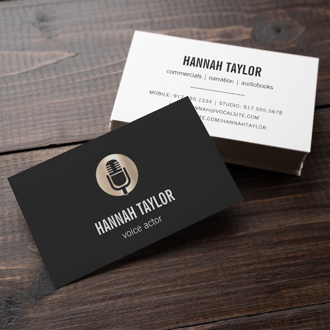 Tarjeta De Visita Actor de voz de micrófono de oro (Subido por el creador)