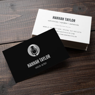 Tarjeta De Visita Actor de voz de micrófono de plata