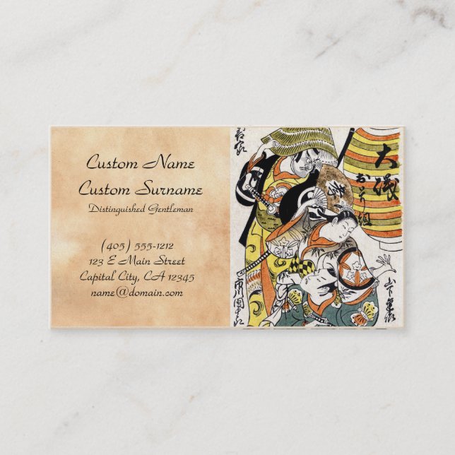 Tarjeta De Visita Actor japonés fresco del kabuki del guerrero del (Anverso)