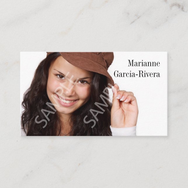 Tarjeta De Visita Actor Subtle Floral Headshot (Anverso)