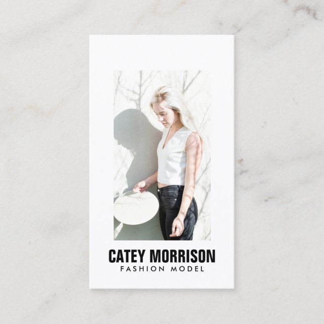 Tarjeta De Visita Actores y modelos Classic White Framed Headshot (Anverso)