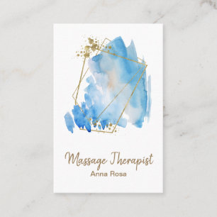 Tarjeta De Visita Acuarela abstracta azul del masaje de Reiki del