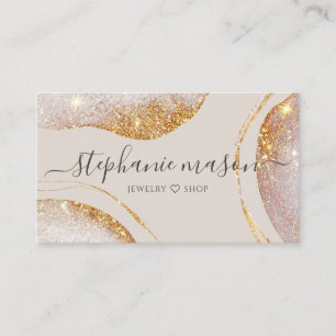 Tarjeta De Visita Acuarela Abstracto Dorado Glitter Moderno Chic de 