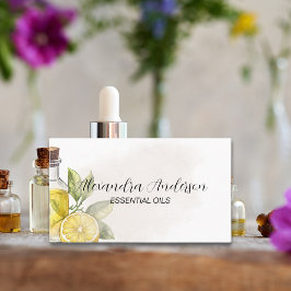 Tarjeta De Visita Acuarela Aceites esenciales de limón floral amaril