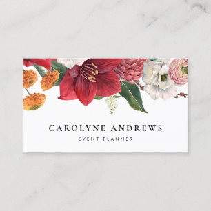 Tarjeta De Visita Acuarela Amarilis y crisantemo Floral