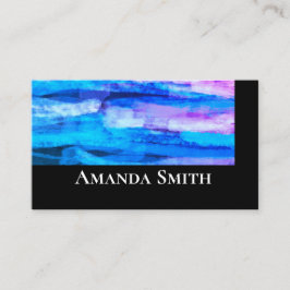 Tarjeta De Visita acuarela artística artística audaz azul y púrpura