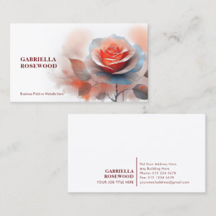 Tarjeta De Visita Acuarela Artística Color Rojo Rosa Azul