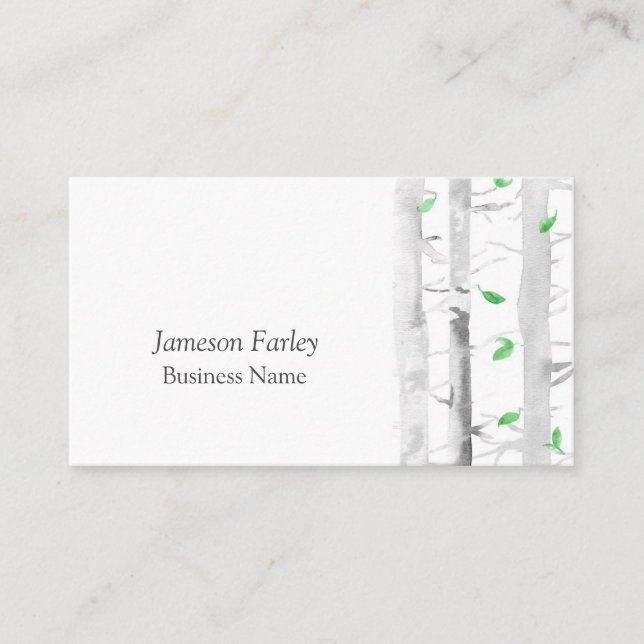 Tarjeta De Visita Acuarela Aspen Birch Trees (Anverso)