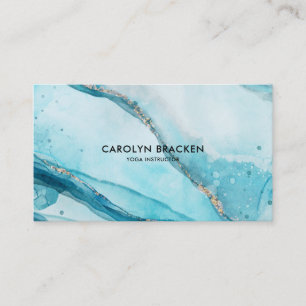 Tarjeta De Visita Acuarela azul Aqua Color Elegante Minimalista 