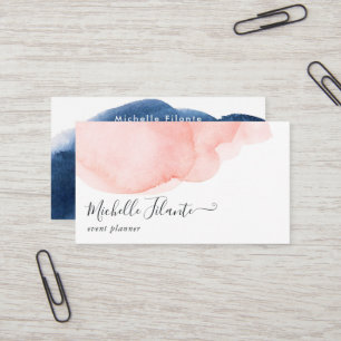 Tarjeta De Visita Acuarela Azul Marino y Beige