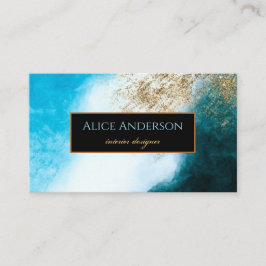 Tarjeta De Visita Acuarela azul negro dorado brillo diseñador