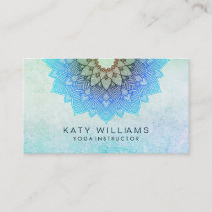 Tarjeta De Visita Acuarela azul verde azulada de la flor de Lotus