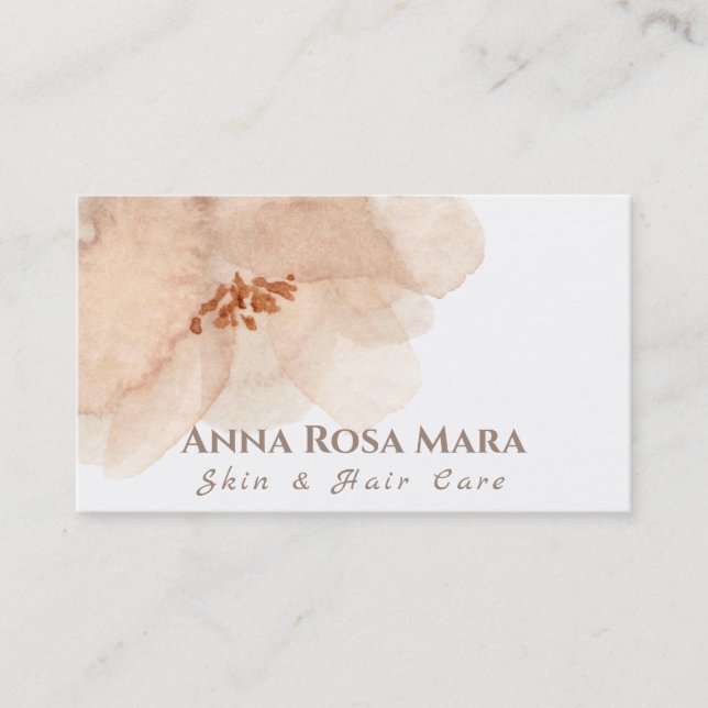 Tarjeta De Visita Acuarela beige suave abstracta floral del (Anverso)