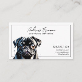 Tarjeta De Visita Acuarela Black Pug Dog Walking