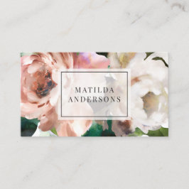 Tarjeta De Visita Acuarela botánica elegante floral y follaje
