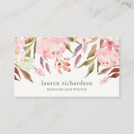 Tarjeta De Visita Acuarela botánica hermosa del | floral en blanco