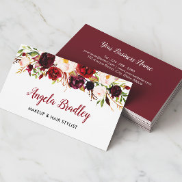 Tarjeta De Visita Acuarela Burgundy Floral Logo de Instagram en Face