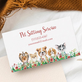 Tarjeta De Visita Acuarela Cachorro Mascota de Perro Sitting Groomin