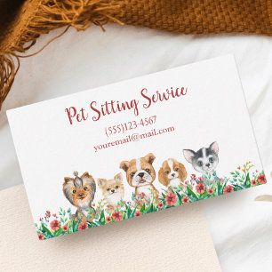 Tarjeta De Visita Acuarela Cachorro Mascota de Perro Sitting Groomin