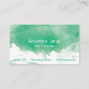 Tarjeta De Visita Acuarela cepillado artístico - verde