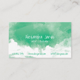 Tarjeta De Visita Acuarela cepillado artístico - verde