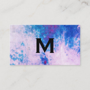 Tarjeta De Visita Acuarela chic azul púrpura con Monograma