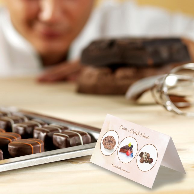 Tarjeta De Visita Acuarela Chocolate postres Panadería Coche de nego (Subido por el creador)