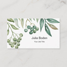 Tarjeta De Visita Acuarela Clásica de Bayas y Ramas