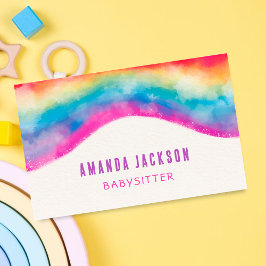 Tarjeta De Visita Acuarela Colorida Arcoiris Guardería infantil