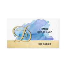 Acuarela con monograma profesional del azul del