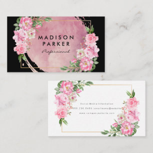Tarjeta De Visita Acuarela contemporánea Flores elegantes