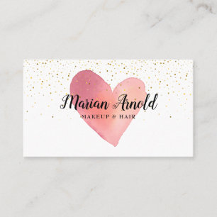 Tarjeta De Visita Acuarela Corazón Dorado Sprinkles