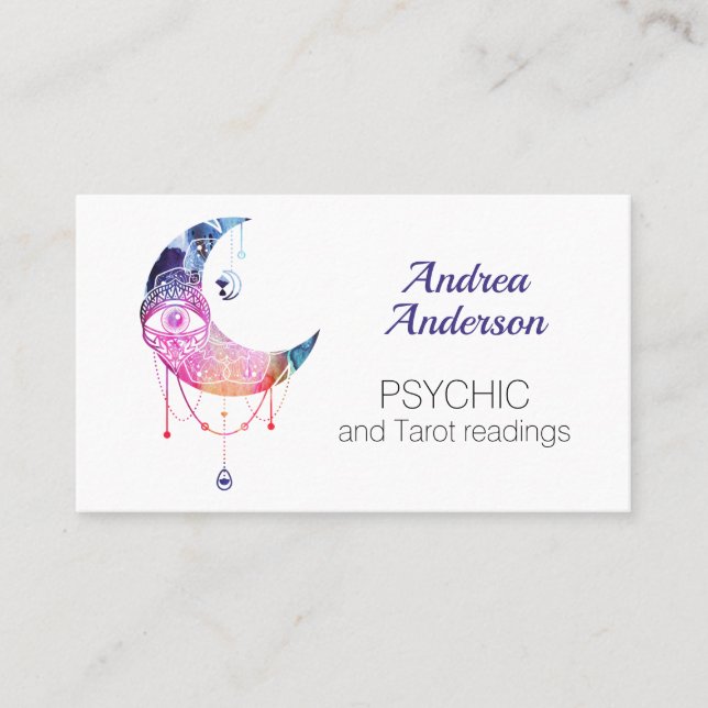 Tarjeta De Visita Acuarela Crescent Moon Third Eye (Anverso)