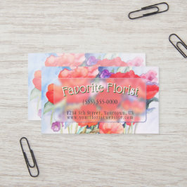 Tarjeta De Visita Acuarela de amapolas rojas silvestres