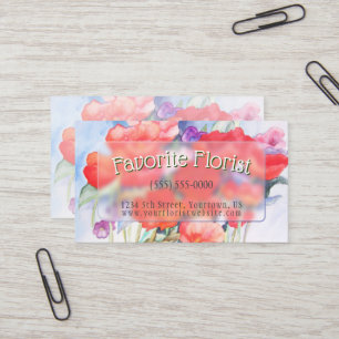 Tarjeta De Visita Acuarela de amapolas rojas silvestres