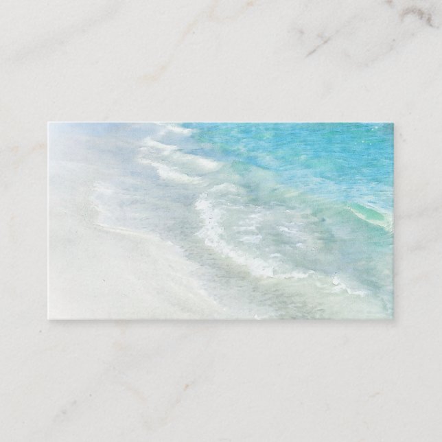 Tarjeta De Visita Acuarela de arena blanca - Aqua Turquoise Verde az (Anverso)