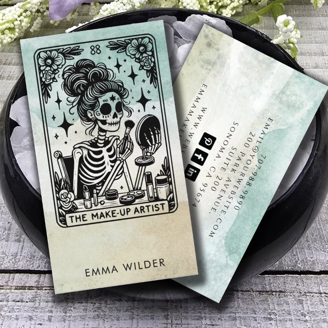 Tarjeta De Visita Acuarela de artista de maquillaje de Tarot (Subido por el creador)