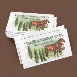 Tarjeta De Visita Acuarela de Caballo Establos de Montar Western
