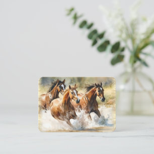 Tarjeta De Visita Acuarela de Caballos Salvajes