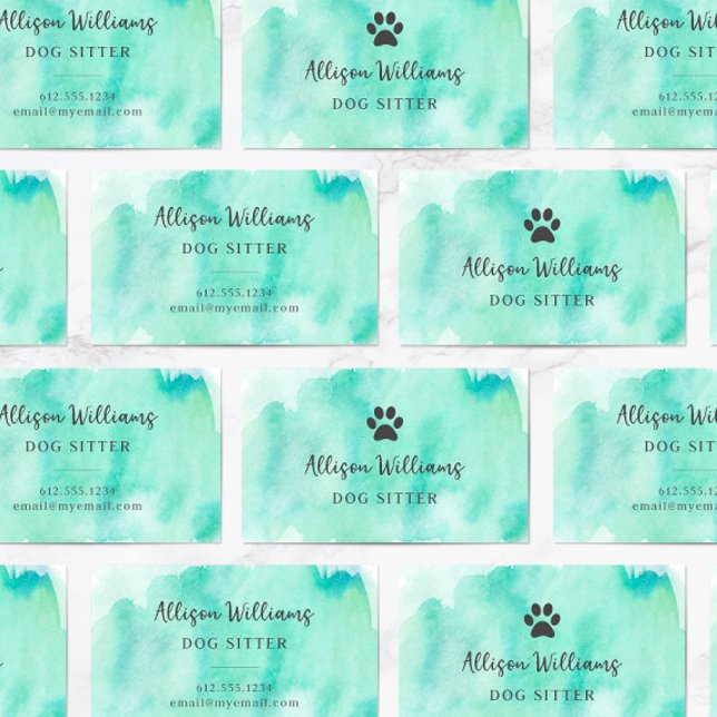 Tarjeta De Visita Acuarela de Dog Sitter (Subido por el creador)
